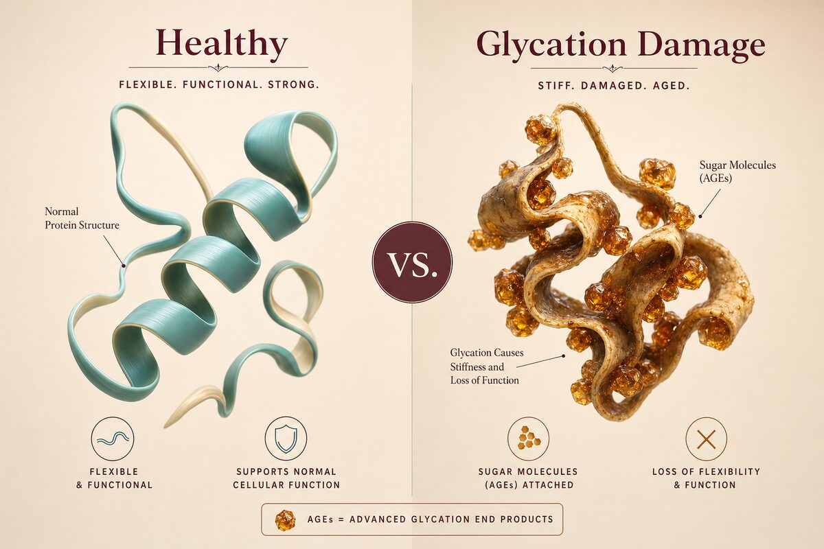Healthy vs glycated protein